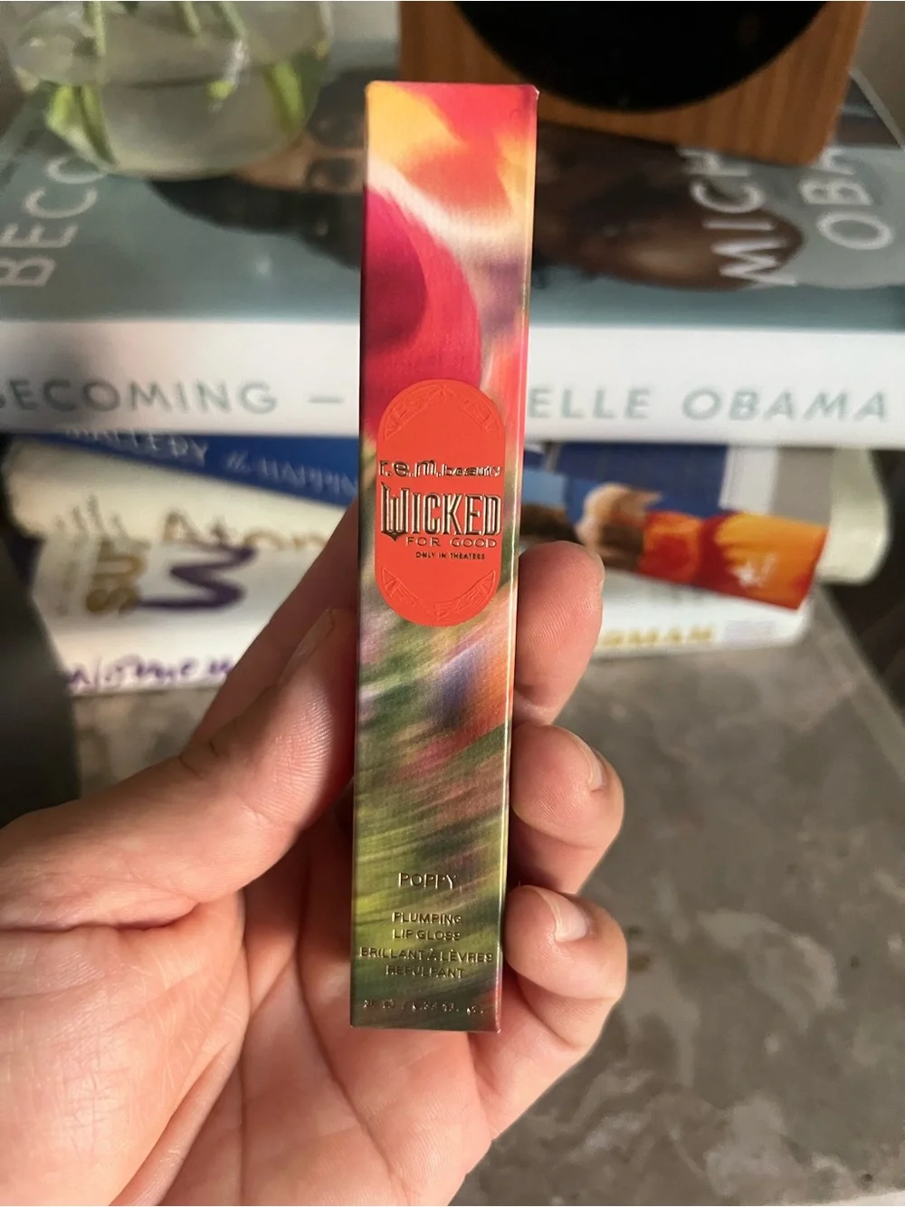 r.e.m. beauty x wicked: for good poppy plumping lip gloss